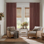 Chestnut Brown Thick Linen Pleated Light Filtering Curtains 96 Inch Long | - Image 9