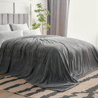 BEDELITE Fleece Blanket Soft Plush Oversized Bed Blanket Grey 120"x120" | Ultra - Image 7