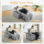Auvsoce 3-in-1 Folding Convertible Sofa Bed Set of 2, Sleep Couch - Image 3