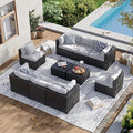 Aoxun 10 Piece Patio Furniture Set Wicker Rattan Patio Sectional Sofa Set by Aoxun