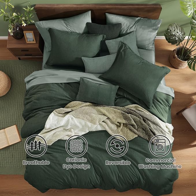 Monbix King Size Comforter Set, Deep Forest King Size Bedding Set Reversible - Image 2