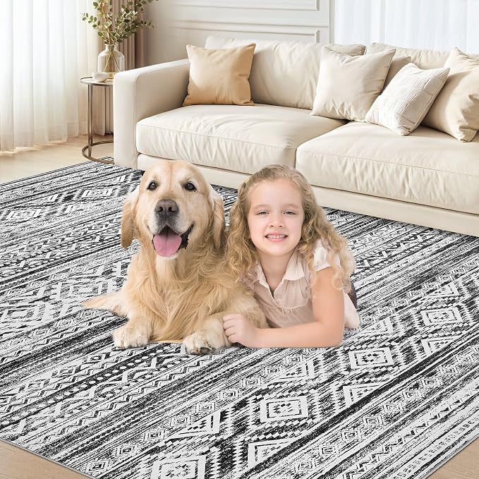 cotiled Boho 5x7 Area Rugs for Living Room: Soft Moroccan Washable Rug | Solve - Image 9