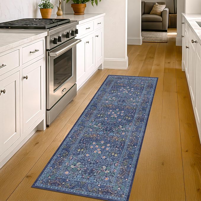 Non Slip 2x10 Dark Blue Hallway Runner - 10ft Long Runner Rugs - Image 6