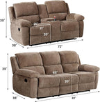 Betsy Furniture Modern Fabric Recliner Sofa Set, Loveseat w/Console, Recliner - Image 2