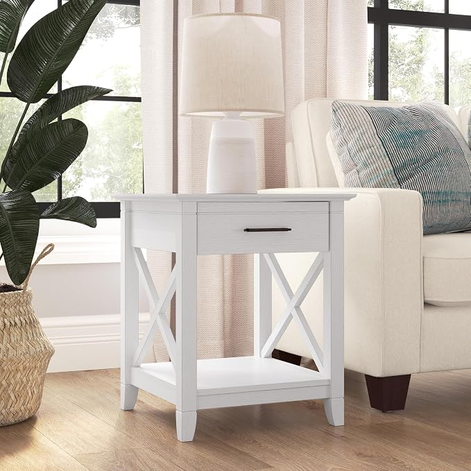 Bush Home End Table with Drawer, Nightstand with Storage, Living Room and - Image 2