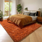 Amdrebio Burnt Orange Shag Area Rug 9x12 - Image 5