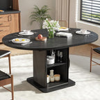 Extendable Black Round Dining Table by Woemtoric