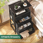 Huuger Night Stand with Charging Station, 4 Drawer Dresser - Image 6
