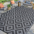 SAND MINE Waterproof Outdoor Rug 9x12 ft, Plastic Reversible Rug, Modern Area by SANDMIND