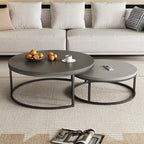 2-Piece Round Nesting Coffee Tables – Walnut Wood Top - Image 3