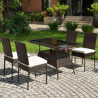 Tangkula 5 Piece Patio Wicker Dining Set, Outdoor Rattan Table and Chairs - Image 4