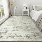9x12 Washable Area Rug for Living Room Bedroom: Non-Slip Modern Gray White | - Image 9