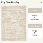 Soalmost 12x15 Washable Area Rugs Soft Living Room Rug Abstract Beige | Large - Image 4