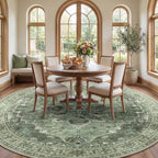 RELEANY Washable Area Rug, Round 8ft, Water Repellent, Pet Friendly, Vintage - Image 2