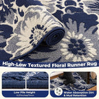 Findosom Hallway Runner Rug 2x6, Non Slip High-Low Textured Floral Washable - Image 5