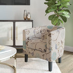BELLEZE Living Room Chairs Set of 2, Linen Round Accent Barrel Chairs, Club Tub - Image 2