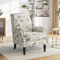 Floral Print Wingback Accent Chair, Retro Modern Farmhouse Armchair by PiaRicco