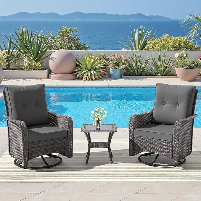 ALAULM Outdoor Swivel Rocking Chairs Set of 2 by ALAULM