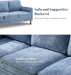 Kingfun 80" Chenille Sofa, 3 Seater Couch, Mid Century Modern Couches - Image 6