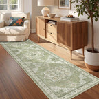 Runner Rug 2x8 Runners for Hallways Washable Rugs, Light Green | Vintage - Image 4