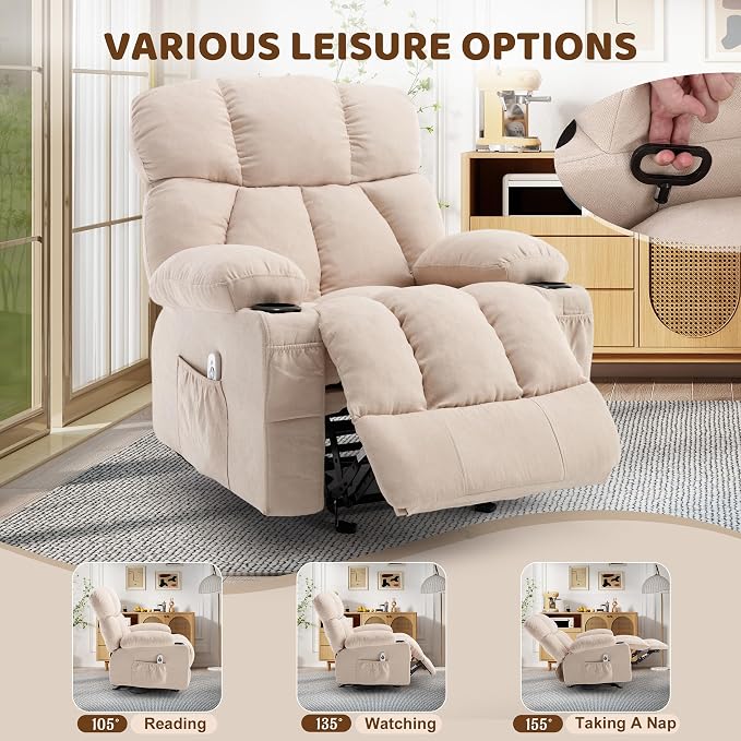 Massage Rocking Recliner Chair, Ergonomic Recliners Sofa - Image 5