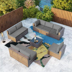 Kullavik 9 Pieces Outdoor Patio Furniture Set, Outdoor Sectional Rattan Sofa - Image 8