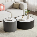 2-Piece Round Nesting Coffee Table Set, 29.52" Marble Coffee Table and End - Image 3