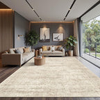 Soalmost 12x15 Washable Area Rugs Soft Living Room Rug Abstract Beige | Large - Image 2
