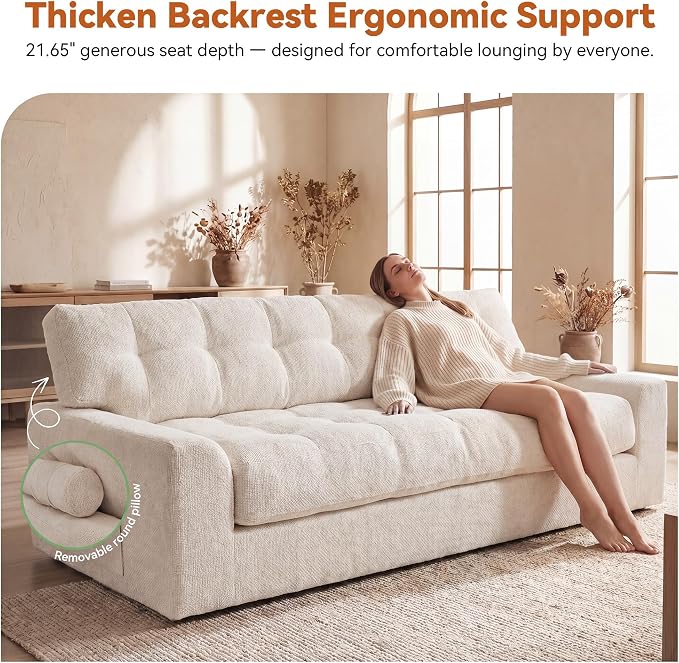 MONVANE 75.6" Convertible 3 Seater Sofa, 2-in-1 Boneless Sleeper Sofa Bed - Image 6