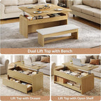 Coffee Table Lift Top with 2 Drawers, 40 Inch Multi-Function Coffee Table with - Image 8