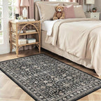 Grey Area Rug 3x5 for Bedroom Kitchen | Low Pile; Non Slip;Machine Washable; by WelcometoBabovid
