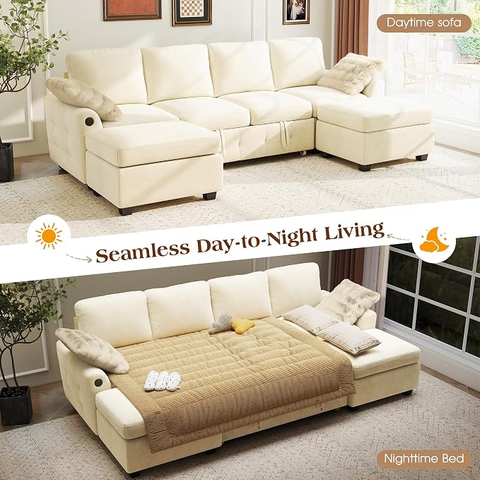 Ihanherry L-Shaped Sectional Sofa Bed, 6-Seater Convertible Pull Out Sleeper - Image 3