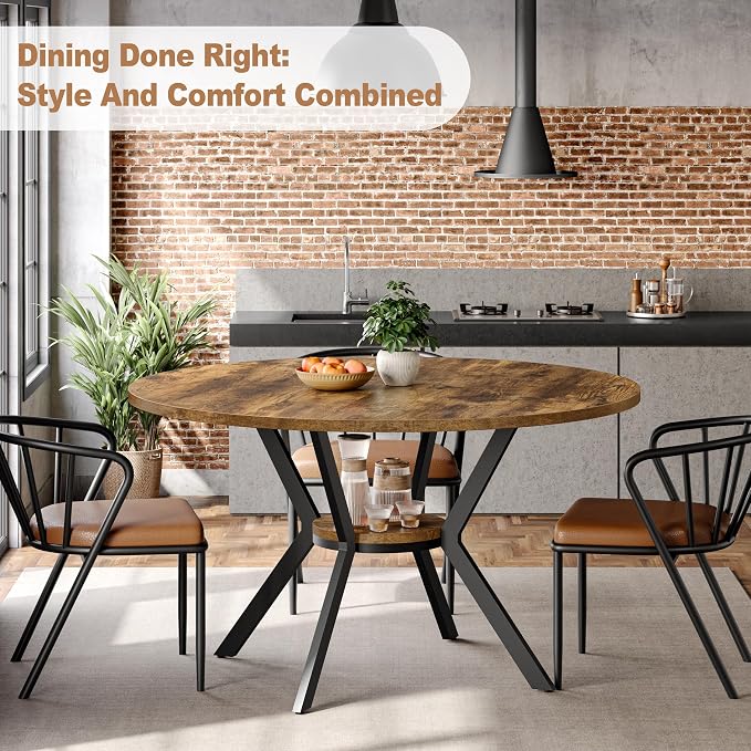 MECHYIN Round Dining Table for 2-4, 42 Inch Wood Kitchen & Dining Room Tables - Image 7