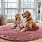Blush Round Rugs 6ft for Living Room Bedroom, Fluffy Circle Area Rug for Kids - Image 6