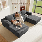 Vesgantti 119" Oversized U-Shaped Modular Sectional Sofa, Corduroy Cloud Couch - Image 5