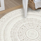 cotiled 6x6 Round Rug 6ft Circle Living Room Boho Area Rugs | Washable Foldable - Image 6