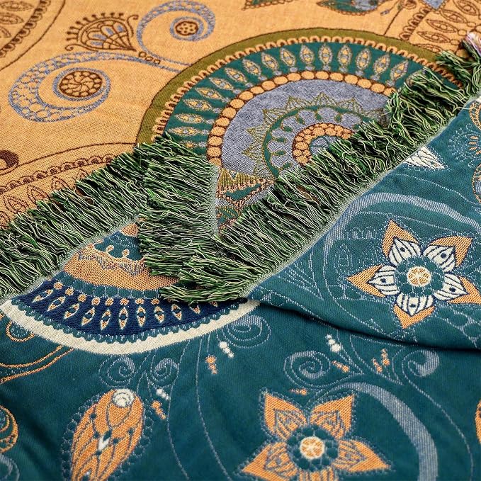 Boho Throw Blanket for Bed 100% Cotton Ultra Soft Rustic Quilt Spring Blanket- - Image 7