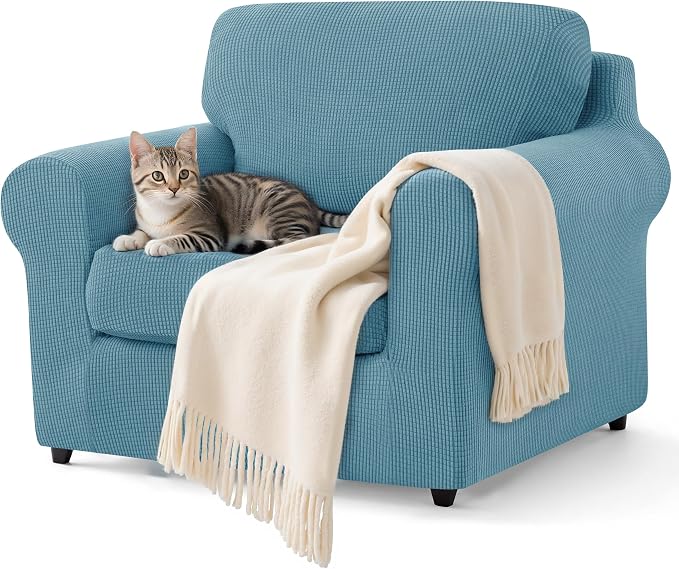 SUBRTEX 3 Pieces Stretch Sofa Slipcover Sets Couch Cover Sets Backrest Cushion by Subrtex