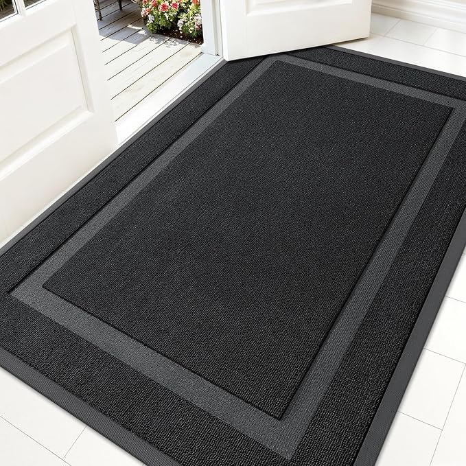 OLANLY Front Door Mat Outside 59x34, All-Season Heavy-Duty Rubber Doormat | Jet by OLANLY