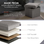 Ornavo Home Small Storage Ottoman Foldable Collapsible Cube Square Linen - Image 4