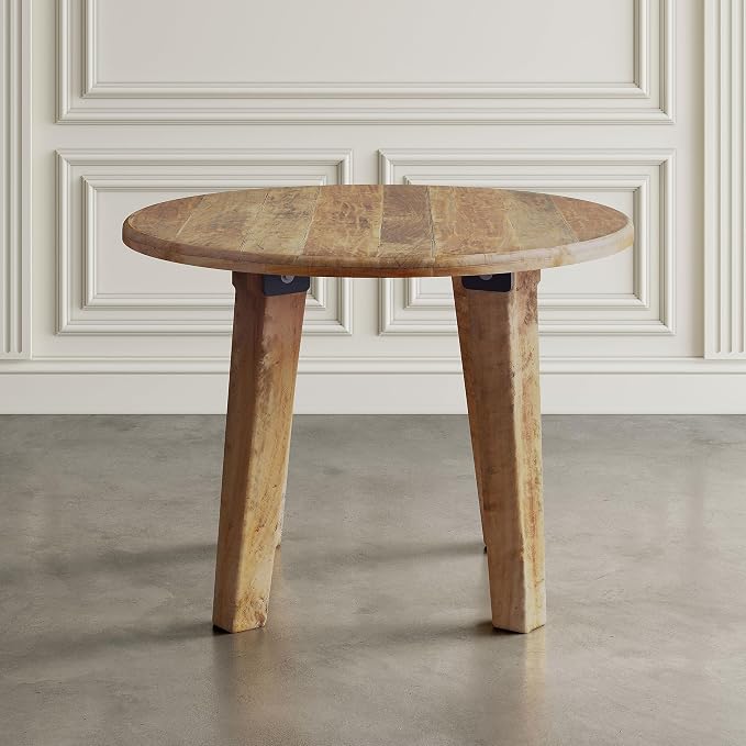 Jofran Reclamation 42" Rustic Reclaimed Solid Wood Round Dining Table - Image 8