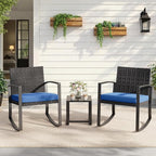 Qsun 3 Piece Patio Bistro Set Patio Furniture Set Outdoor Wicker Rocking - Image 8