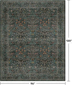 Vintage Dark Green Living Room Rug, 8x10 Washable Area Rugs - Image 2