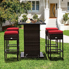 Tangkula 5 Piece Outdoor Rattan Bar Set, Patio Bar Furniture - Image 3