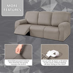ULTICOR 8-Pieces Recliner Sofa Covers, Yarn Dyed Stretch Reclining Couch Covers - Image 3