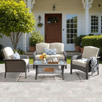 ovios 4-Piece Patio Furniture Set, Outdoor Wicker Sofa by OVIOS