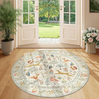 DUKINO 4ft Round Rug, Washable Animal Small Round Area Rug Non Slip, by DUKINO