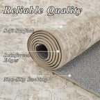 Schweek 10x14 Washable Large Area Rug Beige Neutral Vintage Distressed Rugs | - Image 5
