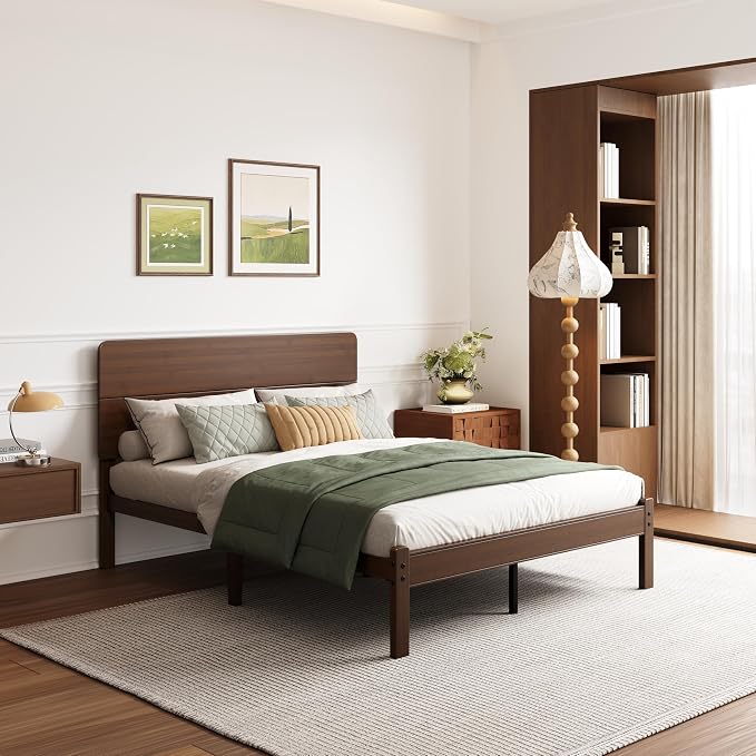 BOSRII 14in High Solid Bamboo Wood Platform Full Size Bed Frame - Image 4