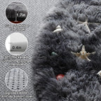 Round Rugs 6ft for Living Room Bedroom, Tie-Dyed Dark Grey Fluffy Circle Area - Image 2